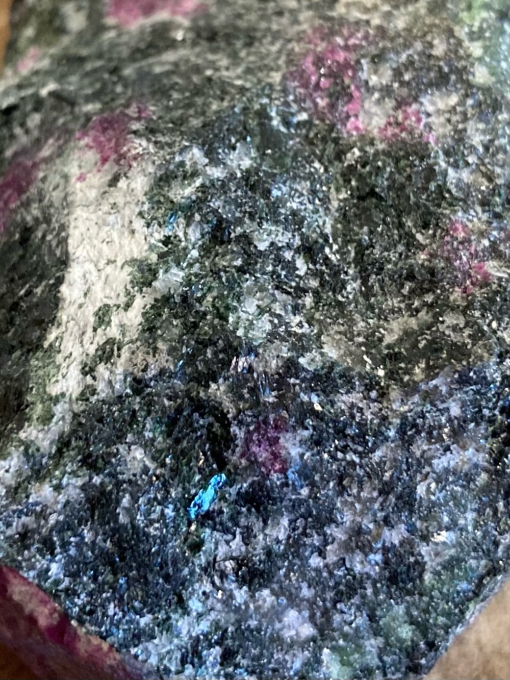 Multicolored Green Purple and Black Stone Rock Chunk Ruby in Zoisite (Anyolite) - Picture 13 of 15